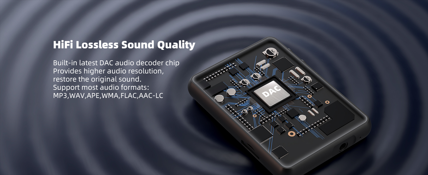 MP3-плеєр 64GB Bluetooth 5.3 з сенсорним екраном 2.4' та динаміком, запис голосу, FM-радіо, Line-in, для дітей, чорний