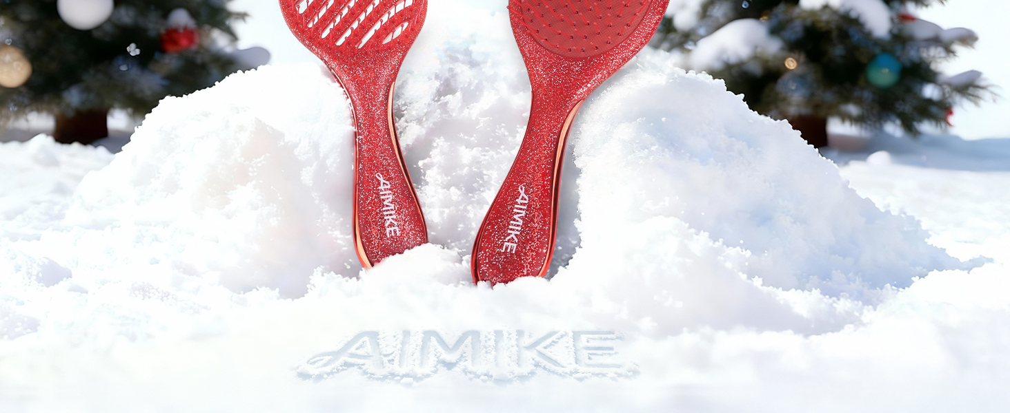 Щітка для волосся AIMIKE без заплутування, розпушувач з м'якими щетинками, безболісна щітка для розплутування складних вузлів, особливо делікатна до тонкого волосся, ідеальна для догляду за шкірою голови та масажу. Подушковий пензлик LuxeSilk (набір подарунків з блискучим рубіном)