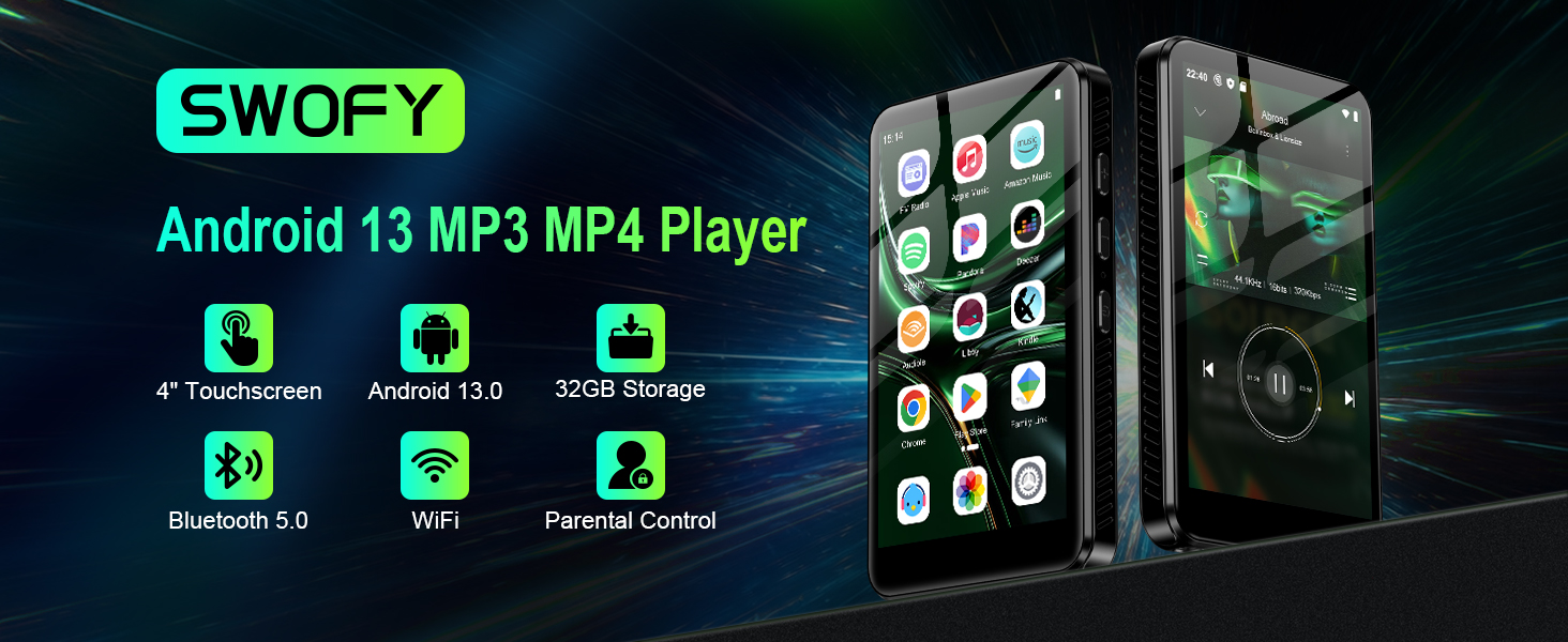 MP3 плеєр SWOFY з Bluetooth та WiFi, 4.0