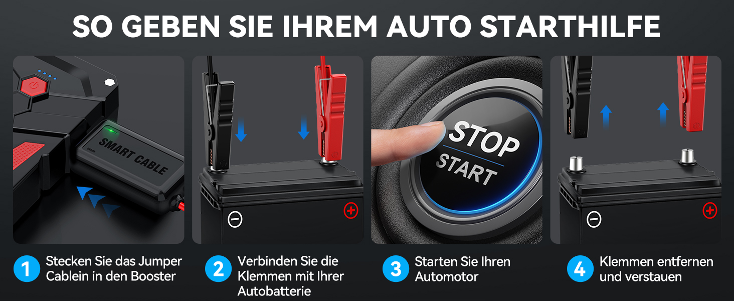 Powerbank Starthilfe 3000A 12V: Зарядний пристрій для автомобіля, SUV, мотоцикла з LED ліхтариком. Запуск до 7.0л бензину або 5.5л дизеля.