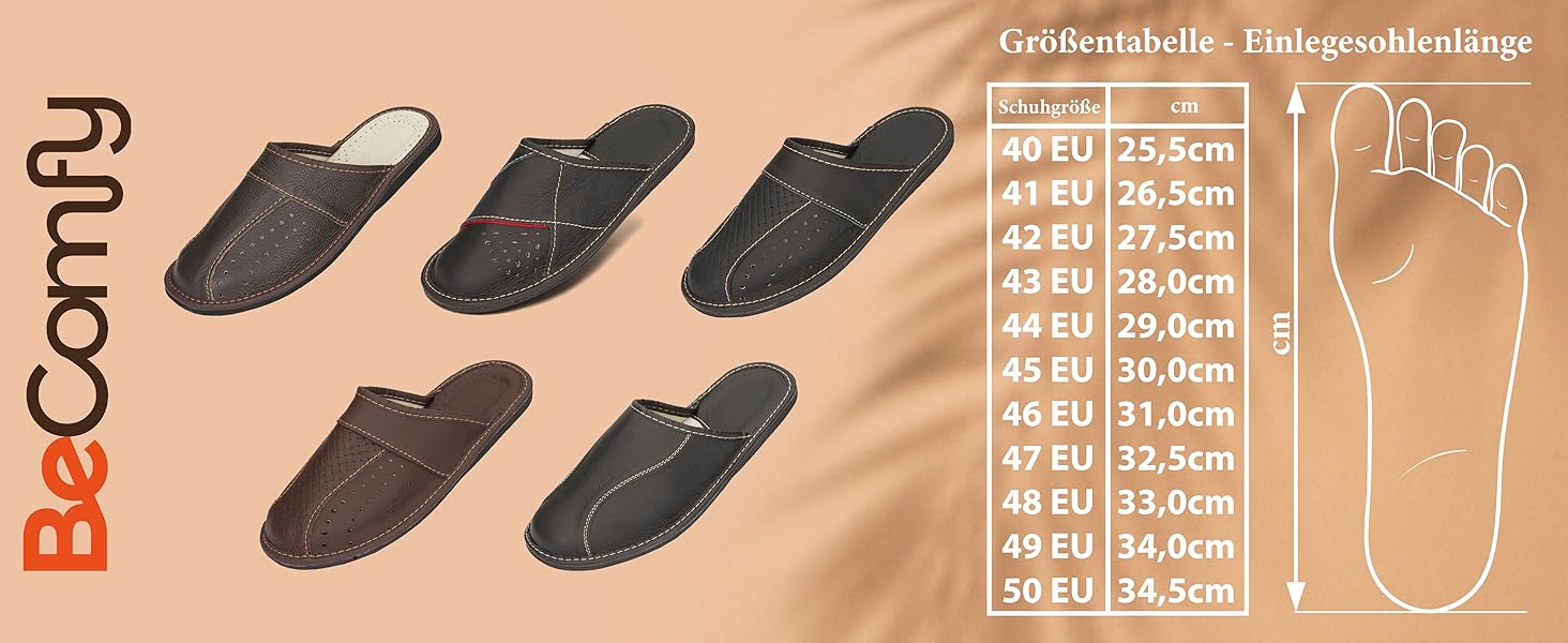 Чоловічі шкіряні домашні капці BeComfy (Німеччина) - чорні, коричневі, розміри 40-50 EU