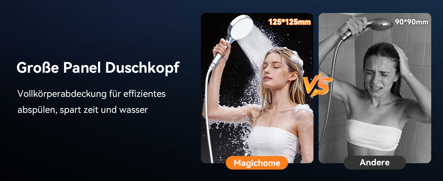 Душова лійка Magichome з фільтром 25 шарів, високий тиск, 6 режимів, водозберігаюча, для жорсткої води, видаляє хлор та важкі метали (біло-хромована)
