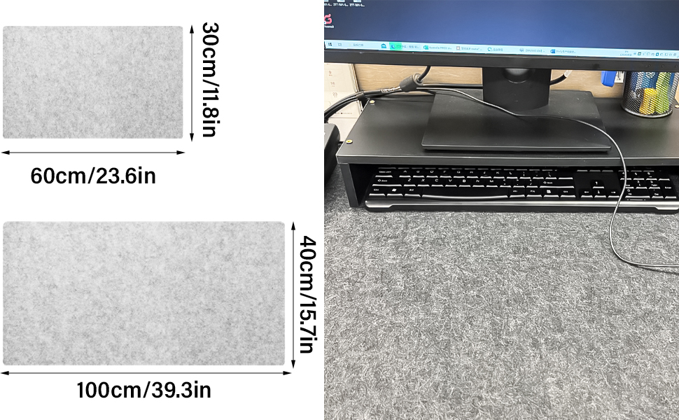 Підкладка під мишу з фетру 60x30 см, велика, сіра - захист столу та органайзер для дому та офісу