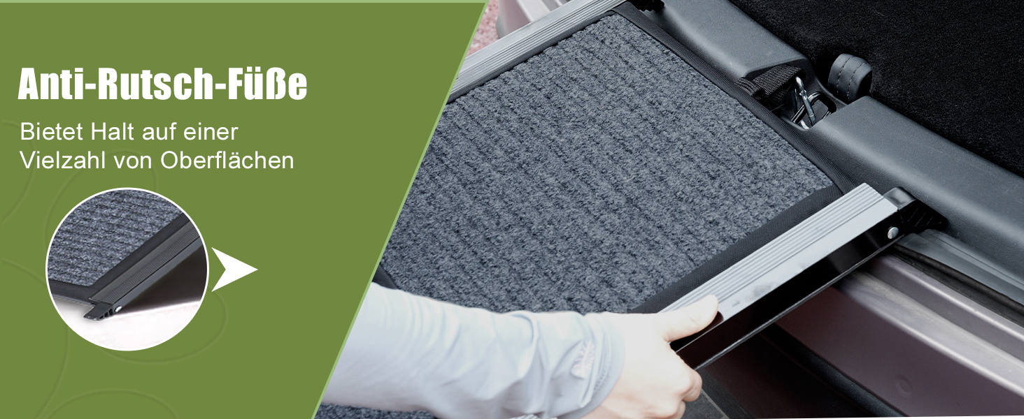 Рампа для собак SMONTER 180 см, автоскладана, з високоякісним покриттям, для легкових, вантажних автомобілів та SUV. Підходить для великих та середніх собак, чорного кольору.