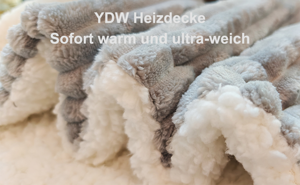 Електрична ковдра з підігрівом YDW 200x180 см з автовимкненням - тепла та затишна ковдра для ліжка, захист від перегріву, пральна, сіра