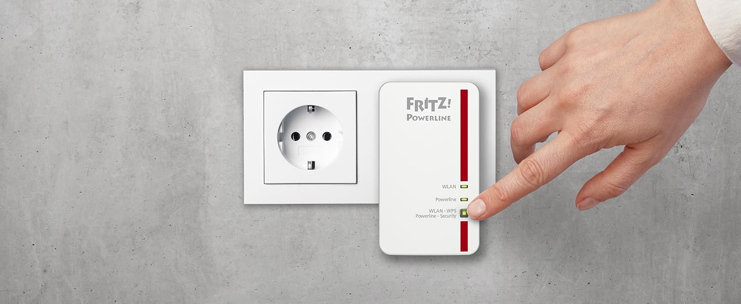 Набір FFRITZ!Powerline 1240E/1000E WLAN: Wi-Fi точка доступу, 1200 Мбіт/с, для медіа-стримінгу та NAS, білий