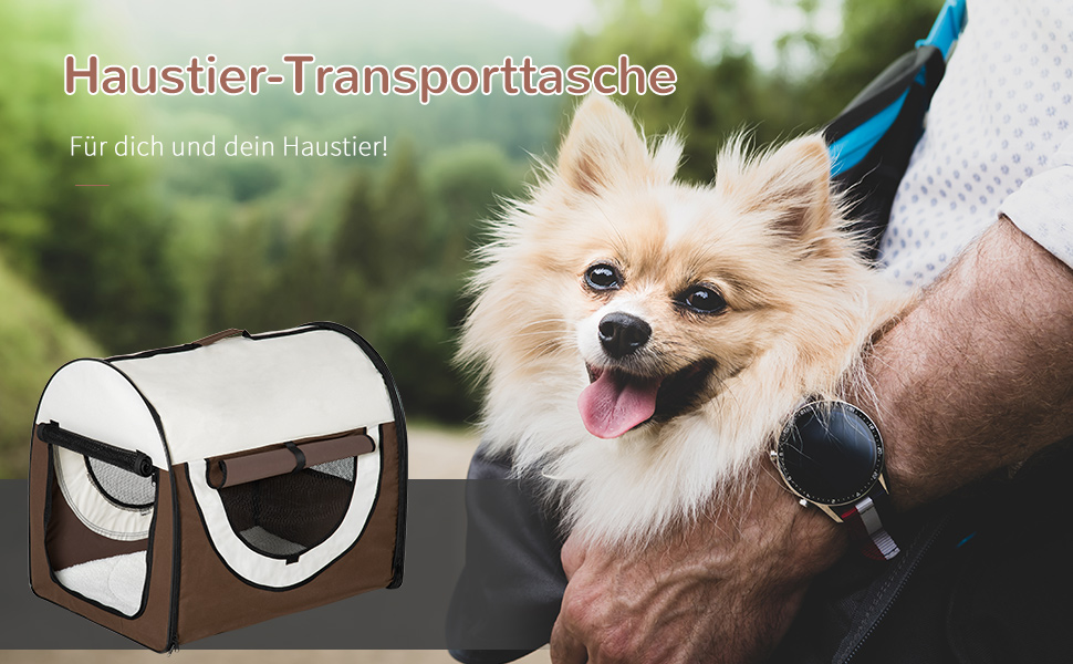 PawHut Транспортна переноска для собак та котів, рюкзак для тварин, водонепроникна сумка-переноска з подушкою, 70 x 51 x 59 см, Колір: Кофе
