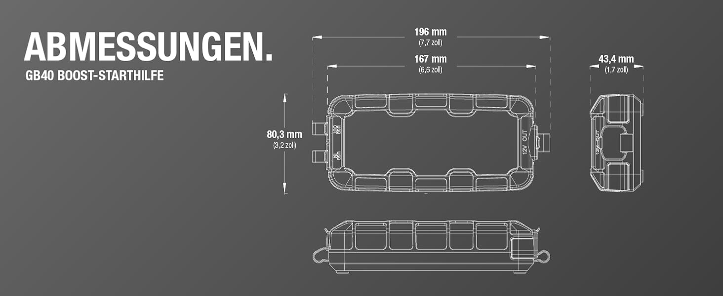 Портативний пусковий пристрій NOCO Boost GB40: Powerbank 1000A для автомобілів (бензин до 6.0L, дизель до 3.0L)