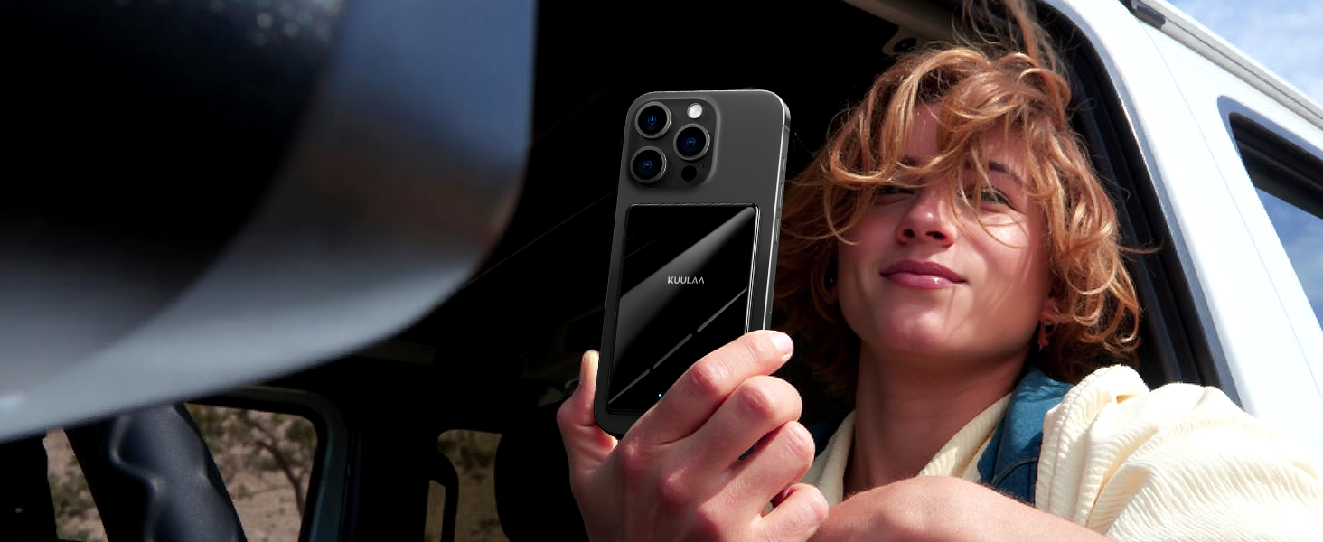 Power Bank Kuulaa Ultra Slim 5000 mAh з MagSafe, Type-C 20W, Швидка зарядка, 7.2 мм, для iPhone 16/15/14/13/12, чорний