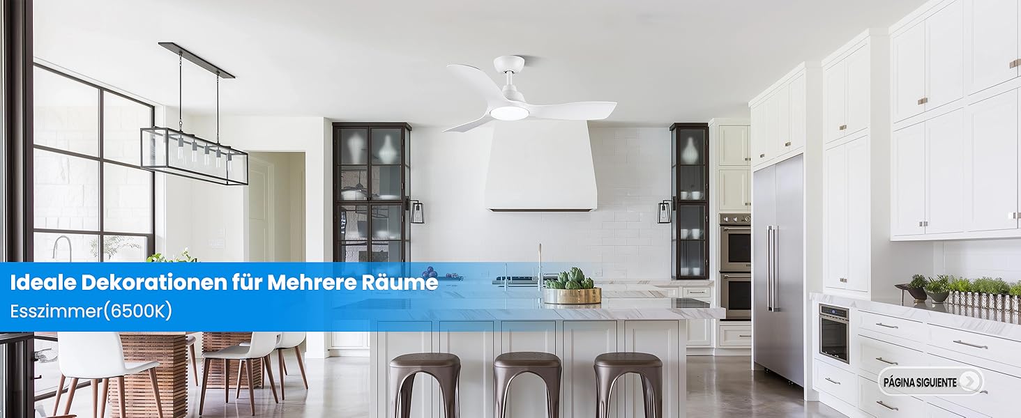 Стеляний вентилятор CJOY з підсвіткою, 107 см, з пультом керування, DC, тихий, з функцією реверсу, пам'ять 3CCT, диммування, 6 швидкостей, таймер для спальні, білий