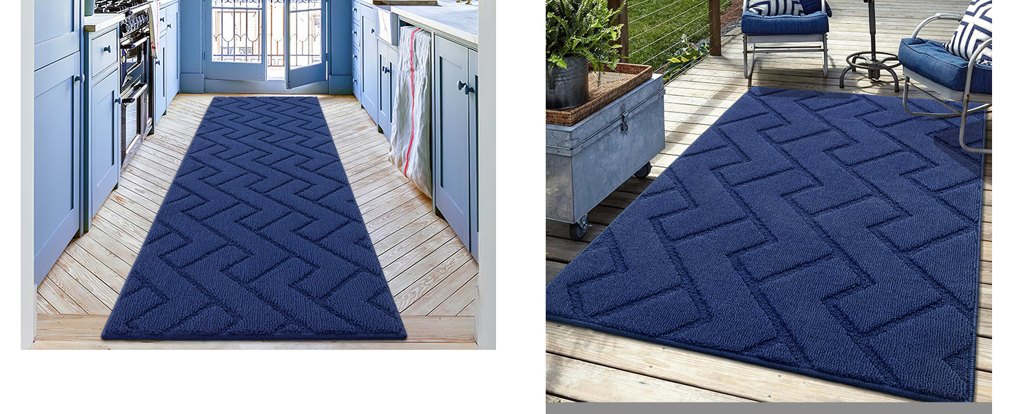 Килимок для дому та вулиці 50x80 см, миючий, вологостійкий, антиковзкий, для входу, порогу, патіо, галереї, саду (60 x 180 см, синій)