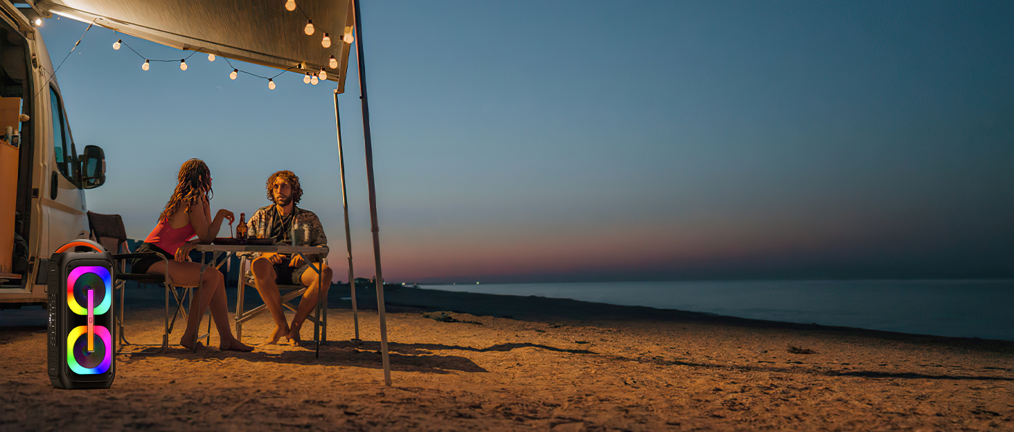 Караоке машина JYX з 2 бездротовими мікрофонами, портативна Bluetooth колонка з RGB-підсвіткою, караоке система для дому, вечірки, PA-система для дорослих, Partybox чорного кольору