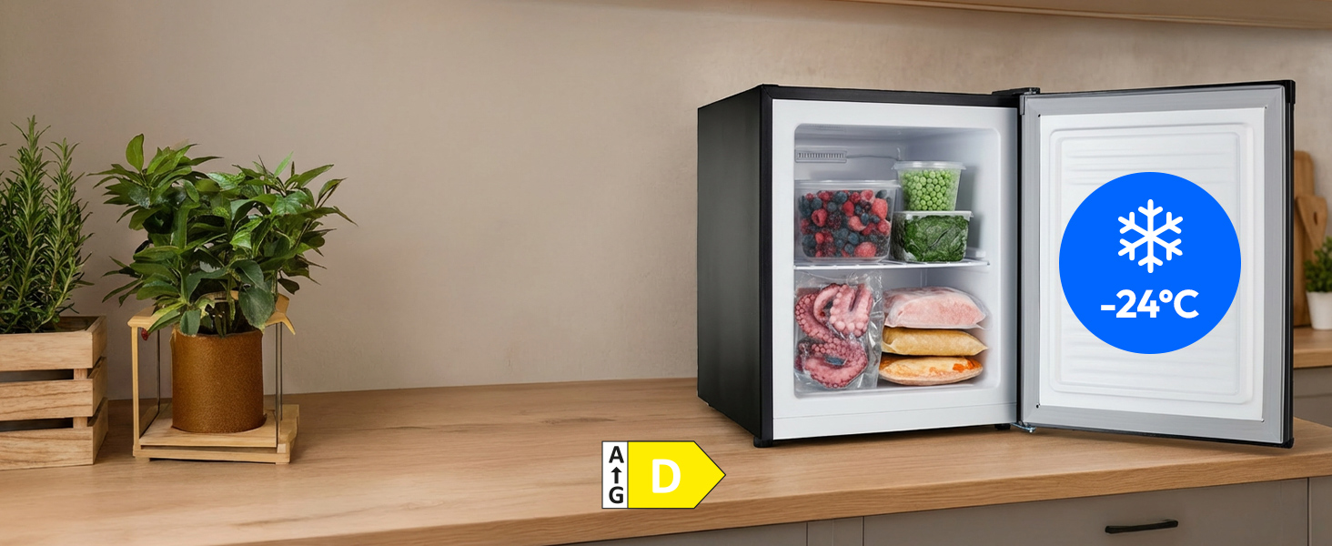 Міні-морозильна камера MEDION MD37675 сірого кольору (33 л, 51 см, регульовані ніжки, ручка-виїмка, ручне керування, 4 зірки)