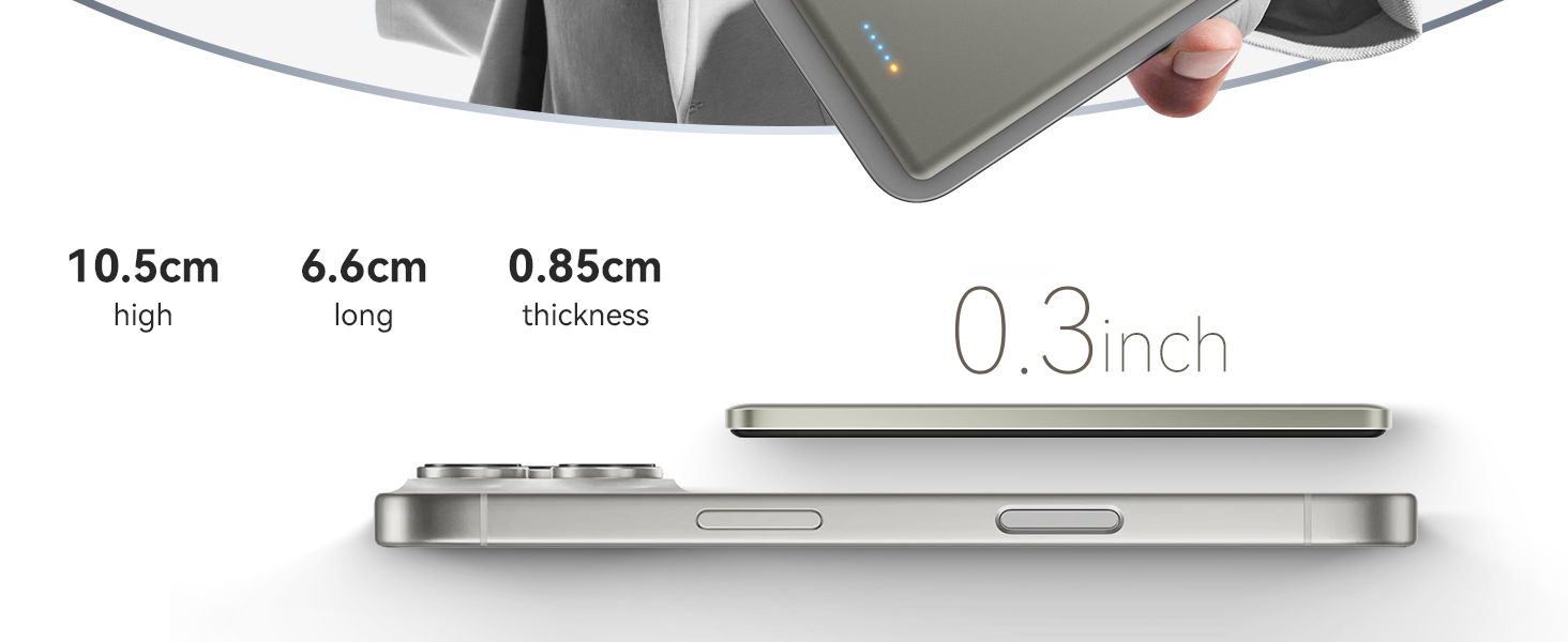 Powerbank Kuulaa Magsafe 5000mAh PD 20W: Тонкий магнітний павербанк для iPhone 15/14/13/12, Titanium