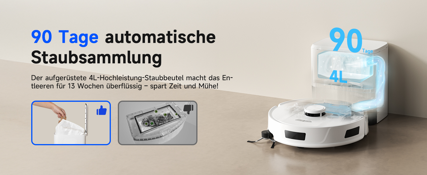 Робот-пилосос Redkey R11 з функцією миття, 20000Pa, док-станція 4L, захист від намотування волосся, LiDAR навігація, керування через додаток, для килима та шерсті тварин, білий
