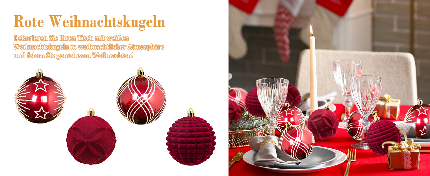 Гайонг Новорічні кулі для ялинки, 16 шт, Червоні новорічні кулі, Декорації для ялинки, для святкування Різдва з родиною та друзями. Червоний, 16 шт.