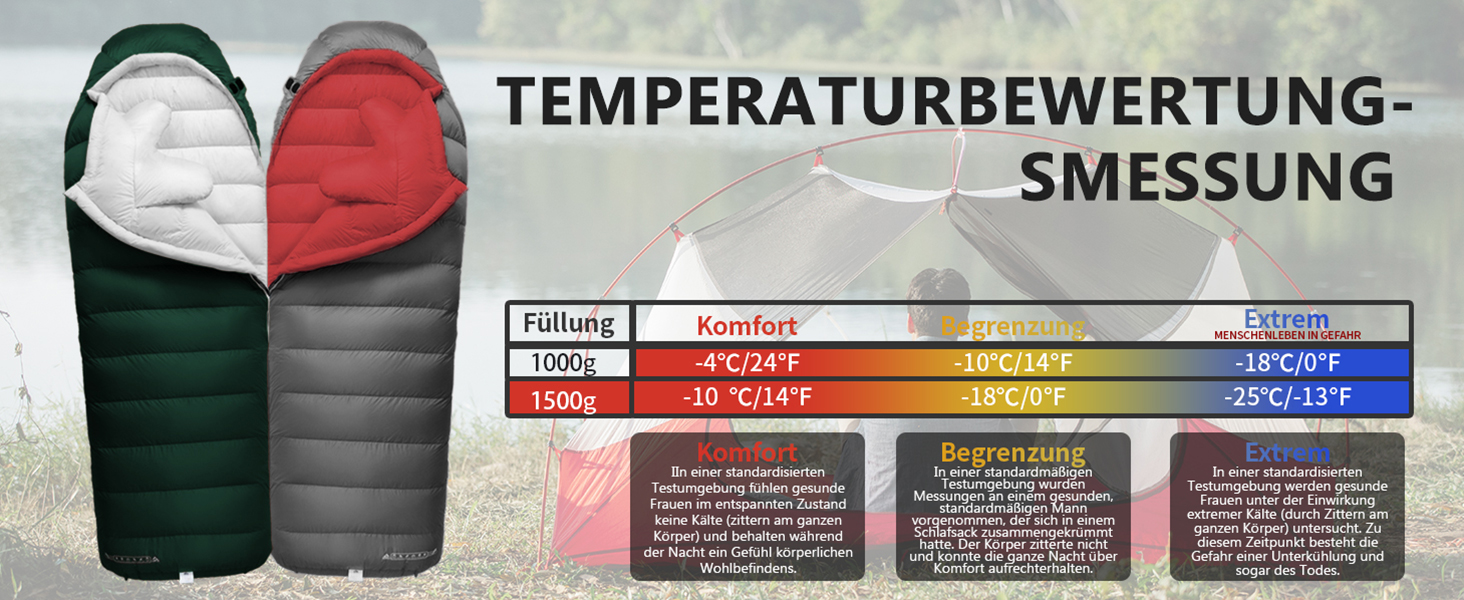 Спальний мішок для дорослих з пухом, 680FP, Outdoor, зимовий, для кемпінгу, походів та подорожей, з компресійним мішком, -10°C, сірий