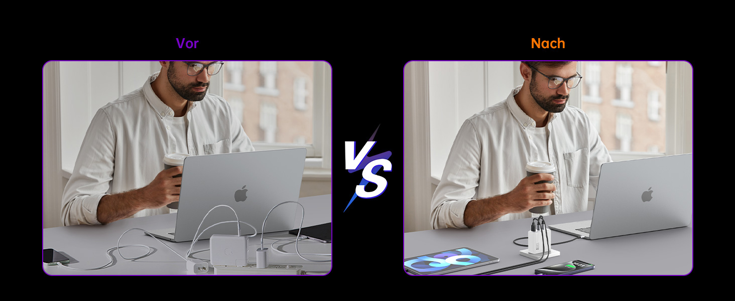 Зарядний пристрій USB-C 120W NOVOO GaN III 3-порти, кабель USB-C PD 100W для MacBook Pro 14