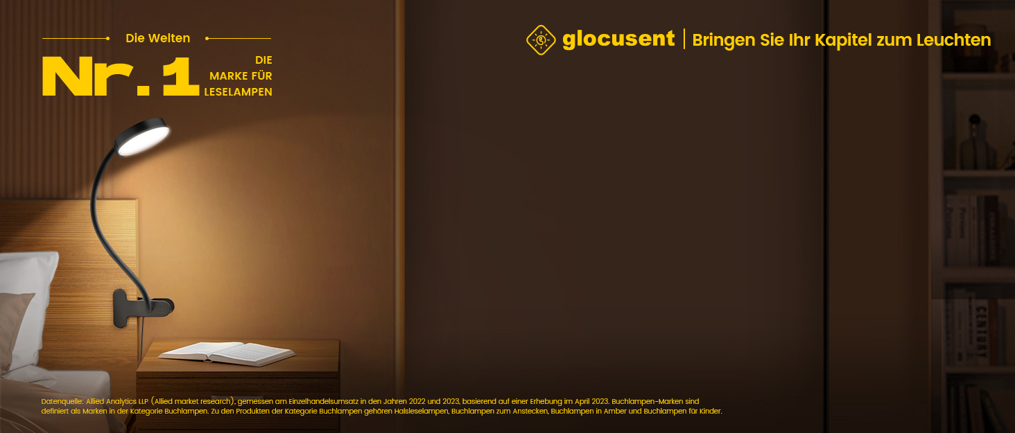 Світлодіодна приліжкова лампа Glocusent з кліпсою, 72 LED, 3 кольори, 5 рівнів яскравості, нічник, таймер, захист очей для читання, роботи (чорна з адаптером)