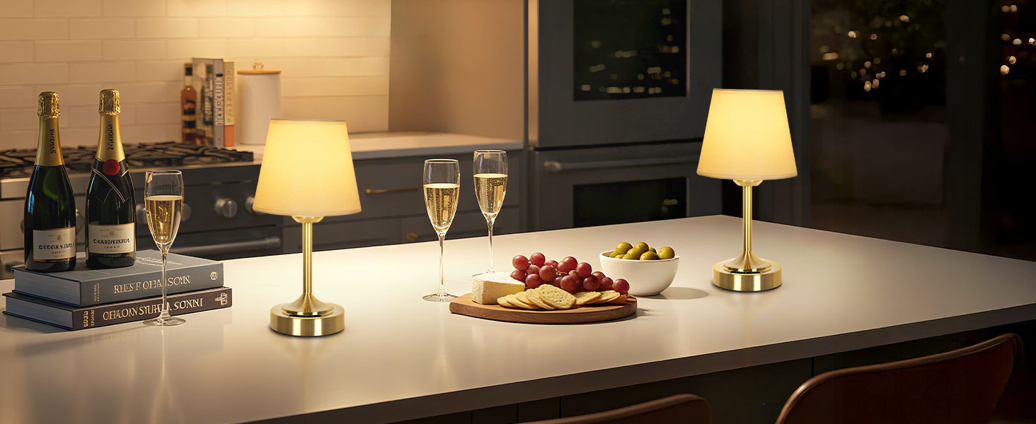 Акумуляторна LED настільна лампа OUTON з зарядкою та димером, 3 кольори світла, 4000mAh, до 60 год роботи, золота - 1 шт.