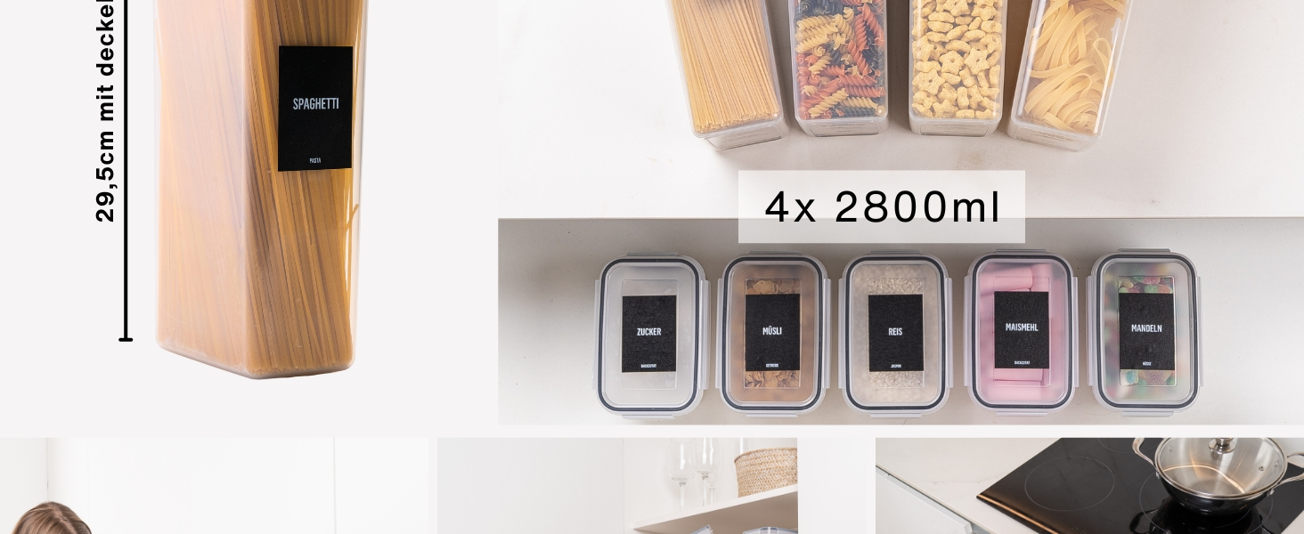 Набір контейнерів для зберігання Deco haus® 24 шт. з кришкою, герметичні - для кухні, продуктів, організації - для борошна, макаронів, мюслі