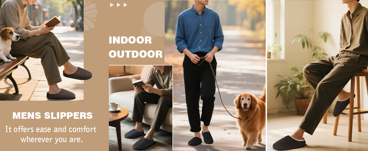 Тапочки чоловічі COFACE з м'якою піною Memory Foam, зручні, для дому та вулиці, темно-коричневі, 47 EU