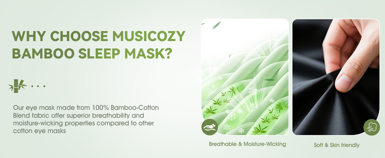 Маска для сну Musicozy з навушниками | 3D маска для сну з Bluetooth 5.4, Bio-Bambus Baumwolle, для подорожей, з навушниками, для чоловіків та жінок