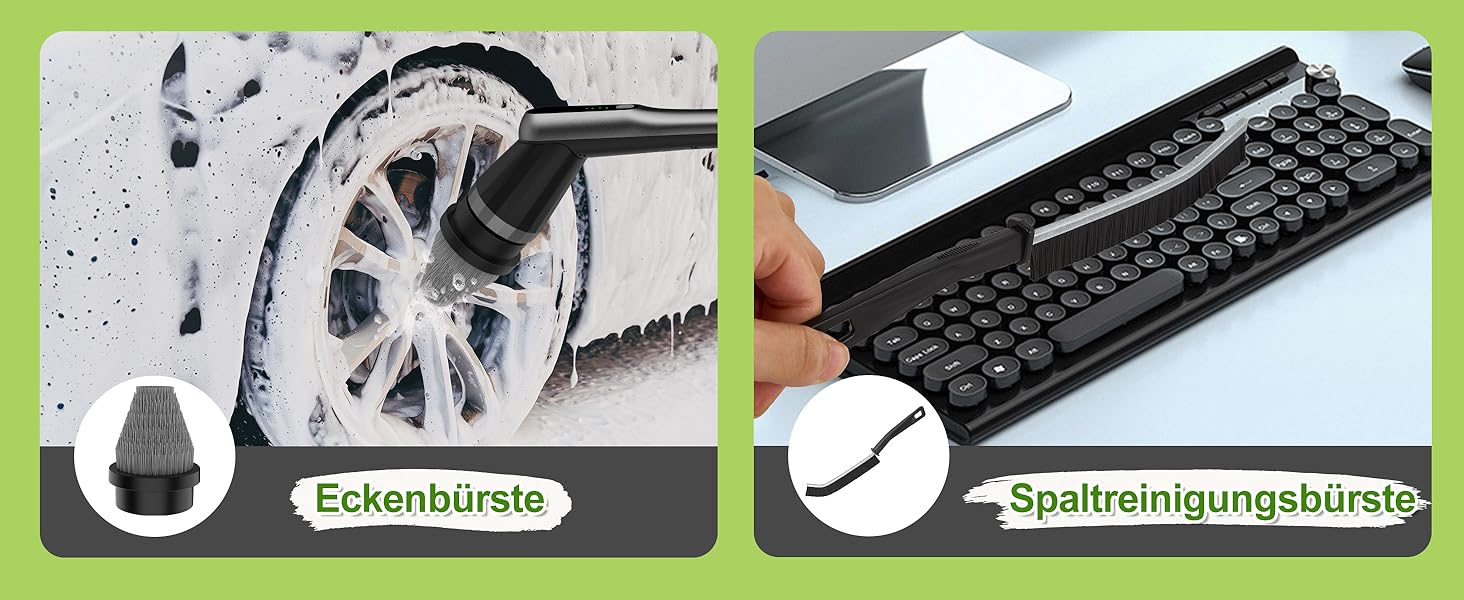 Електрична щітка для прибирання з 7 насадок, IPX7, регульована ручка, для ванної, кухні, підлоги, авто (чорний, сірий)