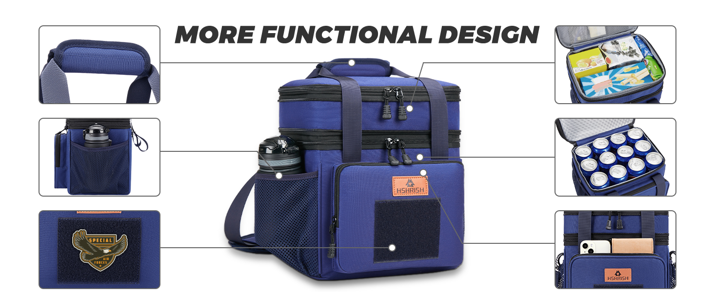Тактична ланч-торба HSHRISH: велика ізольована сумка-холодильник для чоловіків та дорослих, водонепроникна, з 15L об'ємом, чорно-камуфляжний колір