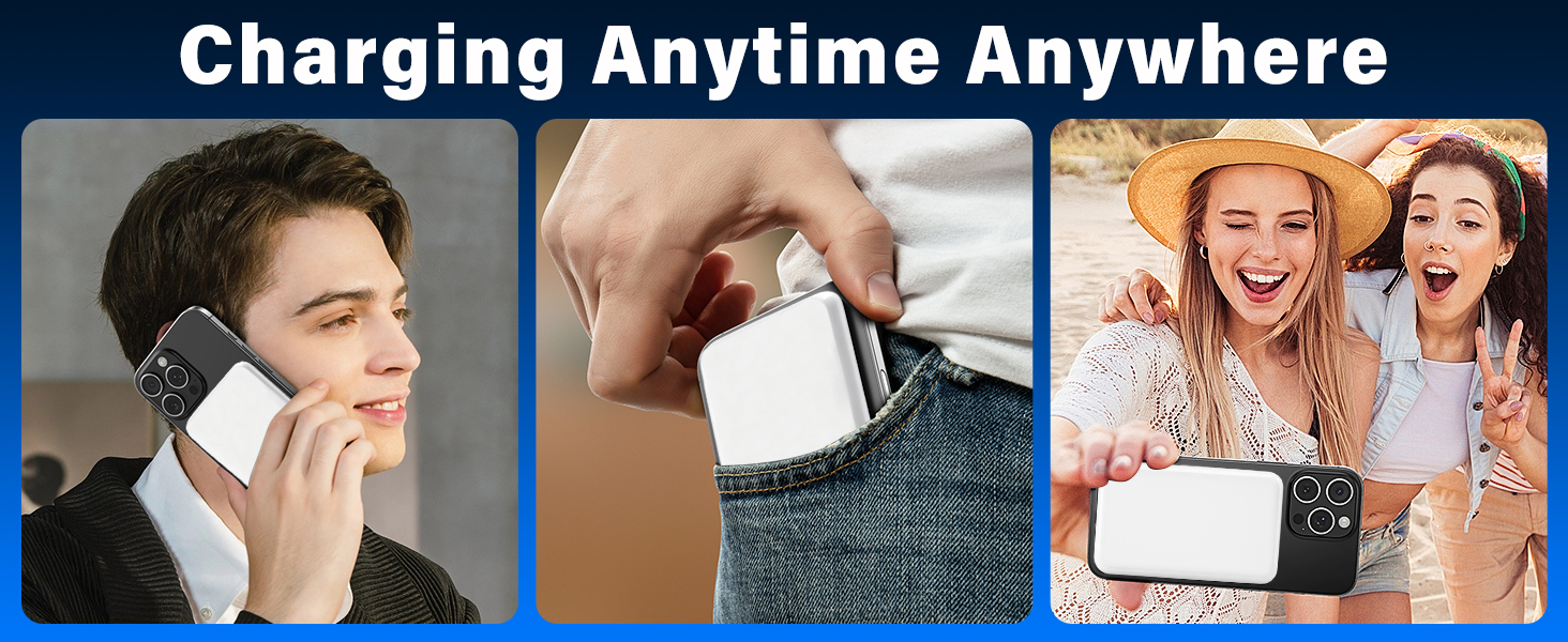 Power Bank MagSafe 5000mAh з PD 20W, QC 3.0, USB-C для iPhone 17/16/15/14/13 (Pro), білий