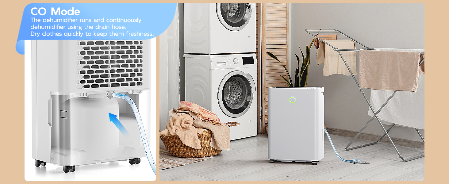 Електричний осушувач повітря 12л/24г з автоматичним та безперервним зливом (шланг у комплекті), для спалень та підвалів, LED-дисплей, тихий з таймером