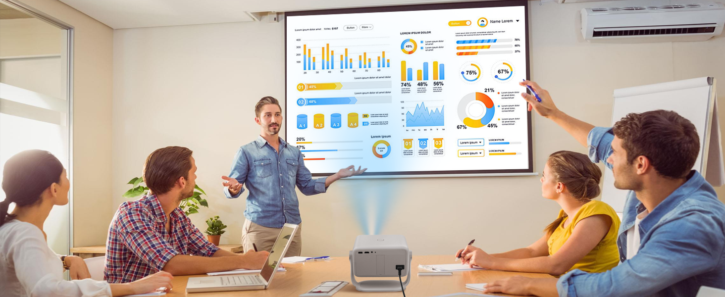 Beamer 4K з автофокусом та автотрапецеїдною корекцією: проєктор WiFi6 Bluetooth5.2, 360° обертання, FHD 1080P, для домашнього кінотеатру, з голосовим керуванням, для підключення телефону, підтримка Screen Mirroring