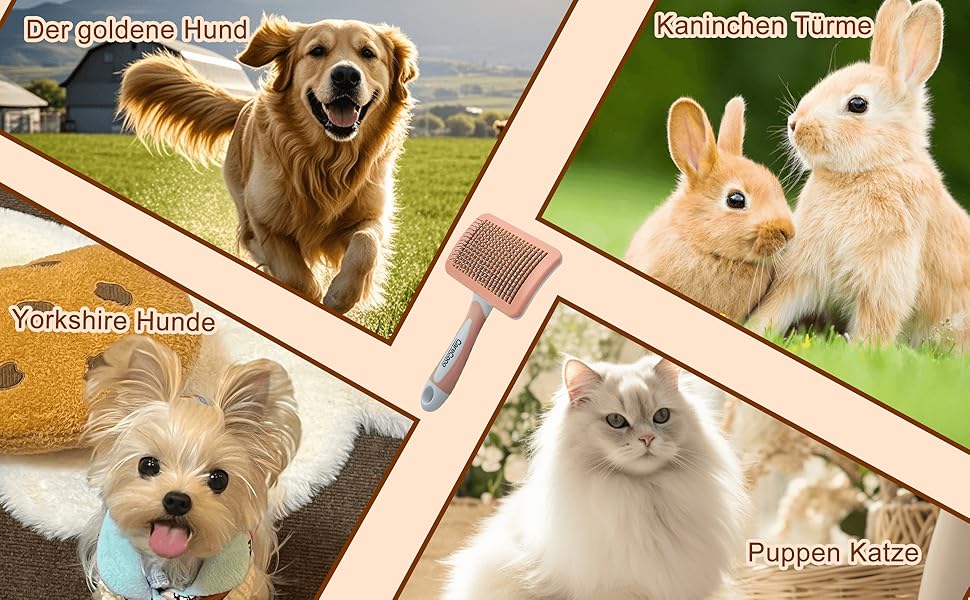 Щітка для котів та собак з довгим та коротким волоссям - видаляє підшерсток та ковтуни. Масажна щітка з антиковзним покриттям, помаранчевий колір, розмір S