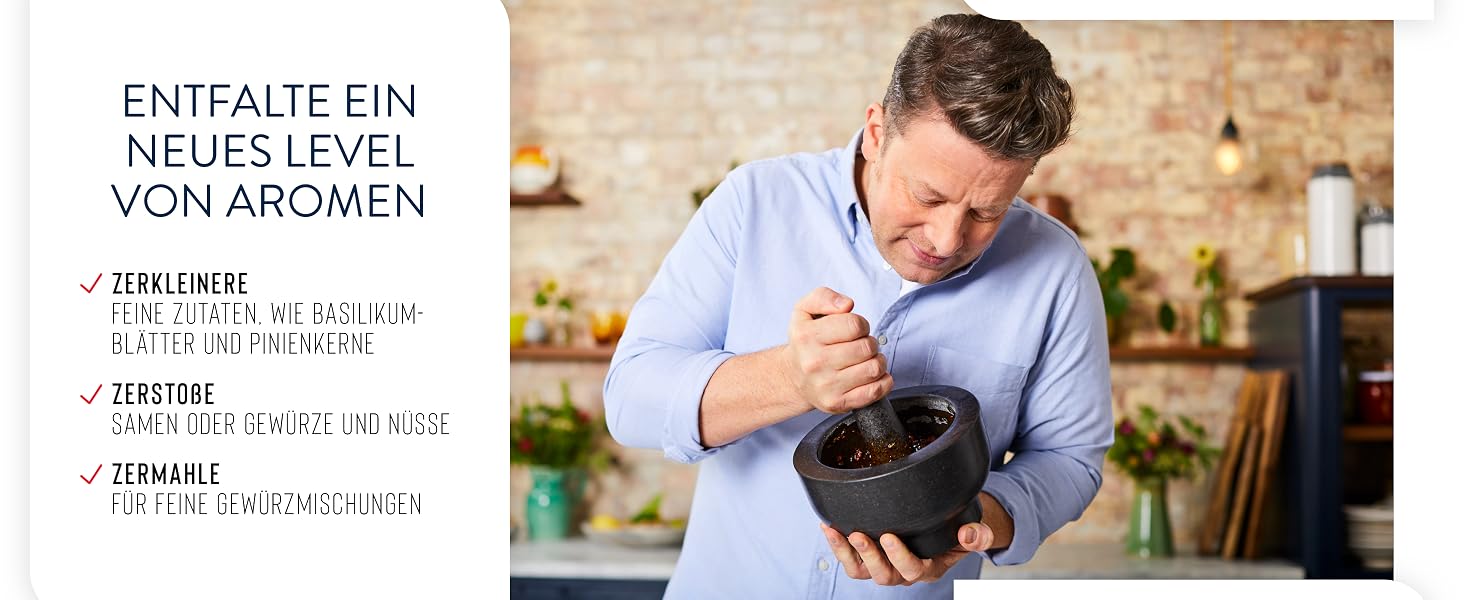 Ступка з матовою гранітною поверхнею Jamie Oliver by Tefal, 14.5 см, для подрібнення трав та спецій, K1823155