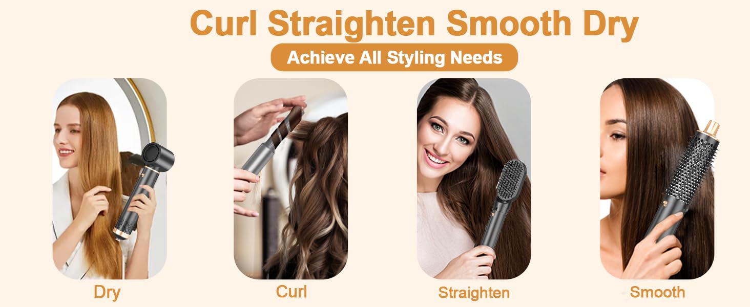 Фен-щітка 5 в 1 для волосся, Airstyler, стайлер для укладання, випрямляч, локони, об'єм, рожевий, Eurostecker