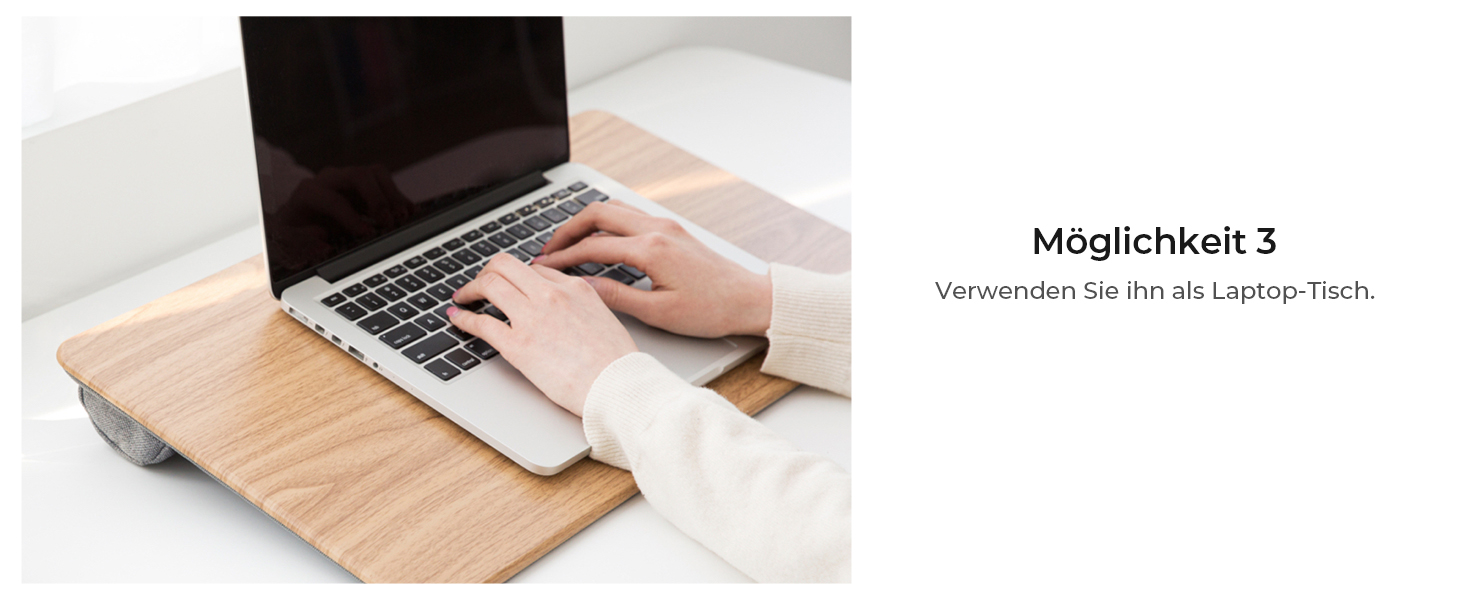 Підставка для ноутбука на колінах, Laptoptisch для дому, офісу, ліжка, дивану – дерев'яний дизайн, розмір L (30.5 x 57 x 4.5 см)