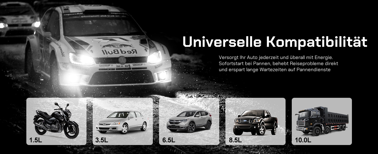 Powerbank Starthilfe 7000A: портативний пусковий пристрій для авто 12V (бензин, дизель до 12.0L), з LED ліхтариком та USB зарядкою, сріблястий