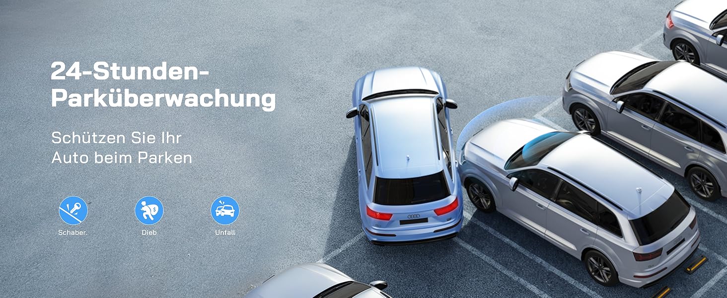 WOLFANG Dashcam: Автомобільна камера 2.5K+1080P з відеореєстратором, нічне бачення, 170° кут огляду, WDR, паркувальний режим, G-сенсор, циклічна запис, внутрішня камера, 32GB SD-карта