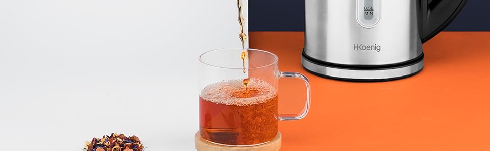 Електричний чайник H.Koenig Inox 1.7L з програмуванням температури, 2200W (сріблястий)