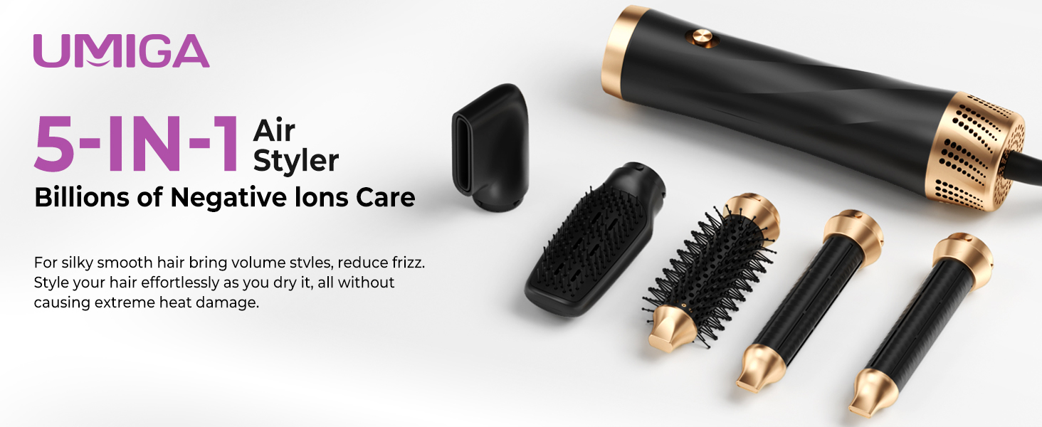 Мультистайлер для волосся 5-в-1 з термощіткою, фен-щіткою, круглою щіткою, плойкою та випрямлячем. Потужність 1000 Вт, 3 температурні режими. Для об'єму, випрямлення, локонів та сушіння. Білий (Чорний)