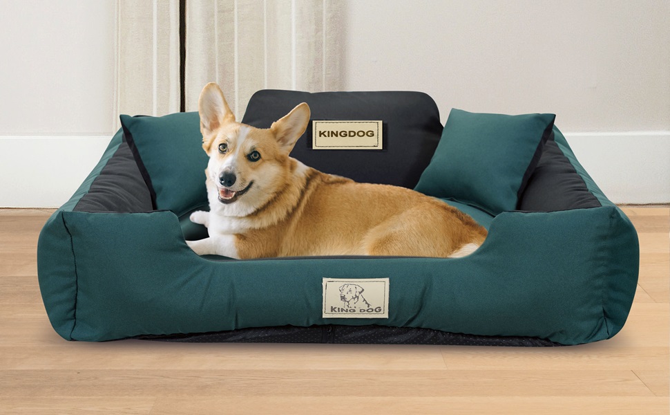 Крісло-ліжко для собак великих порід King Dog XL 115x95 см. Зі змінним іменем, знімний килимок, чорний колір.