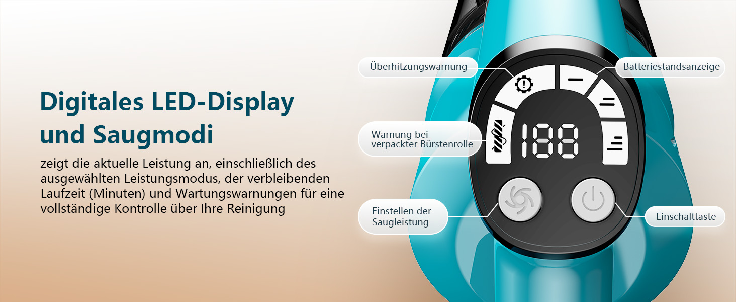 Акумуляторний пилосос 700W з безщітковим мотором, 60000Pa, 70 хвилин роботи, Smart Display, захист від заплутування, для твердих поверхонь та шерсті тварин