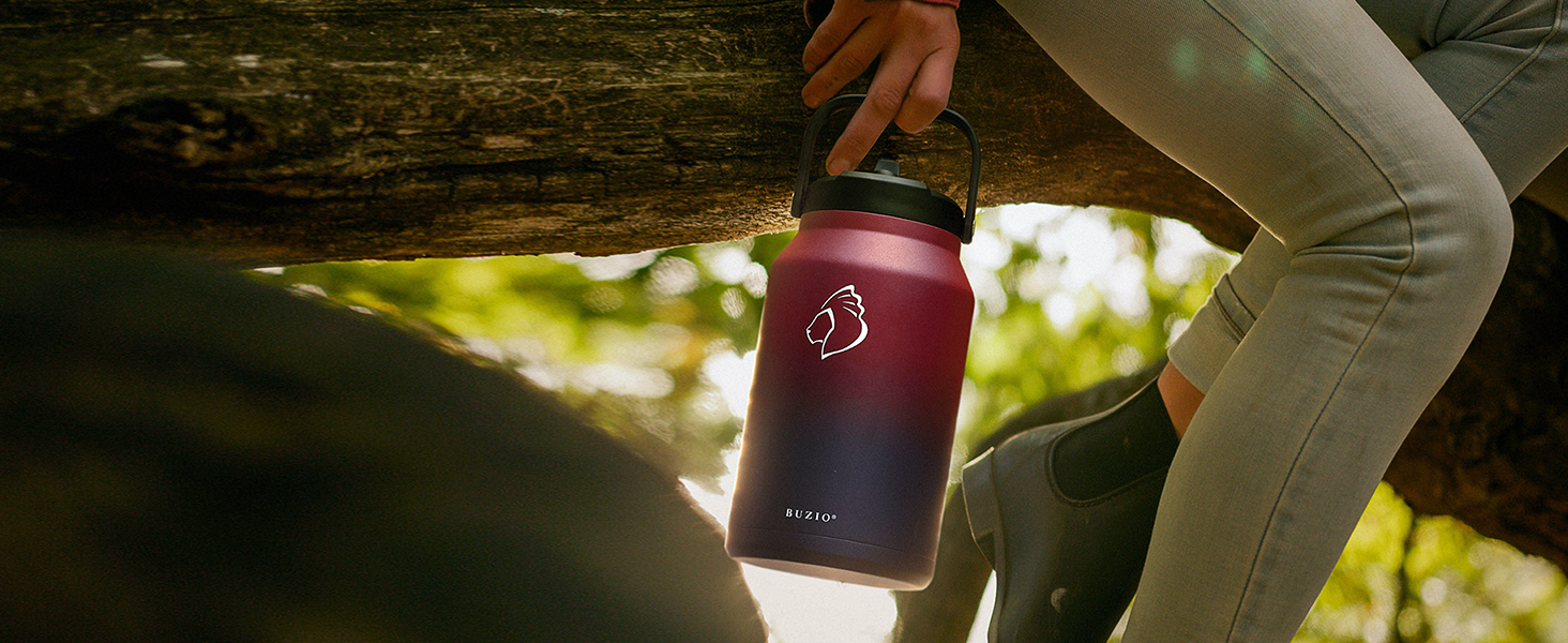 Insulated water bottle, 2 l, stainless steel, with straw lid and Flexseal closure, keeps cold for 48 hours, hot for 24 hours, double-walled, wide opening, BPA-free, leak-proof, (1180 ml, Black)