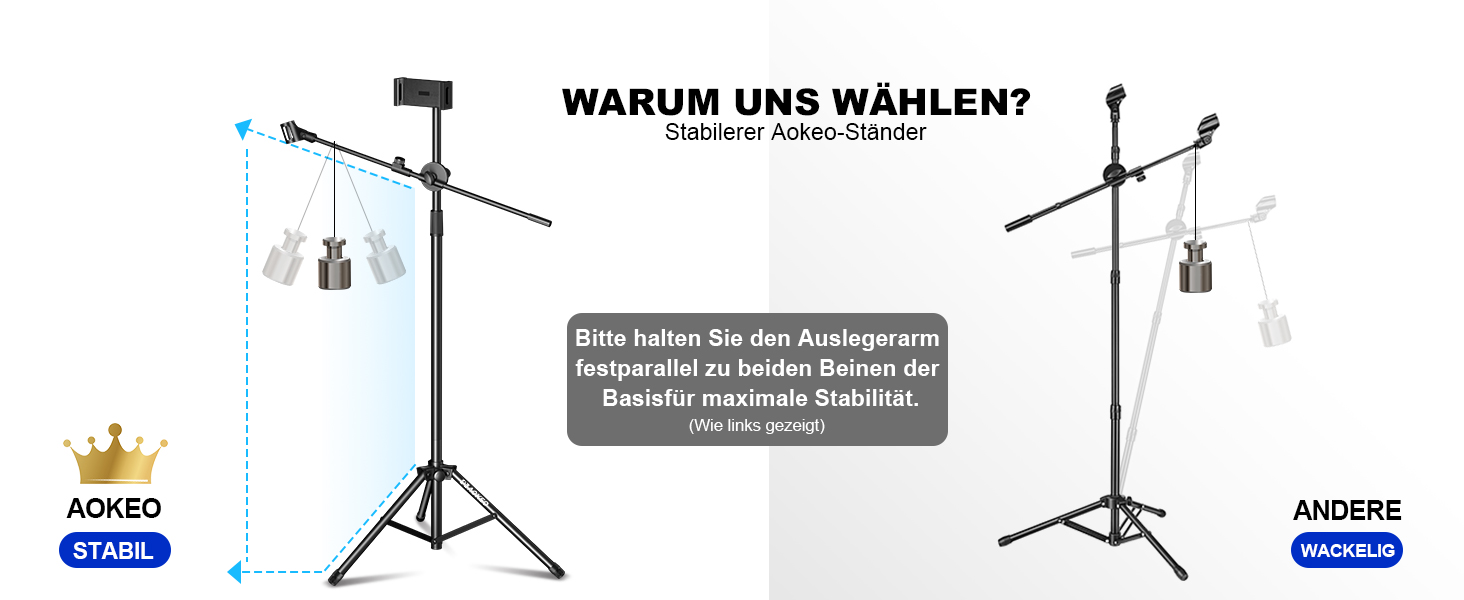 Підставка для мікрофона Aokeo з регульованою стійкою, чохол, тримач для планшету, для співу та запису голосу