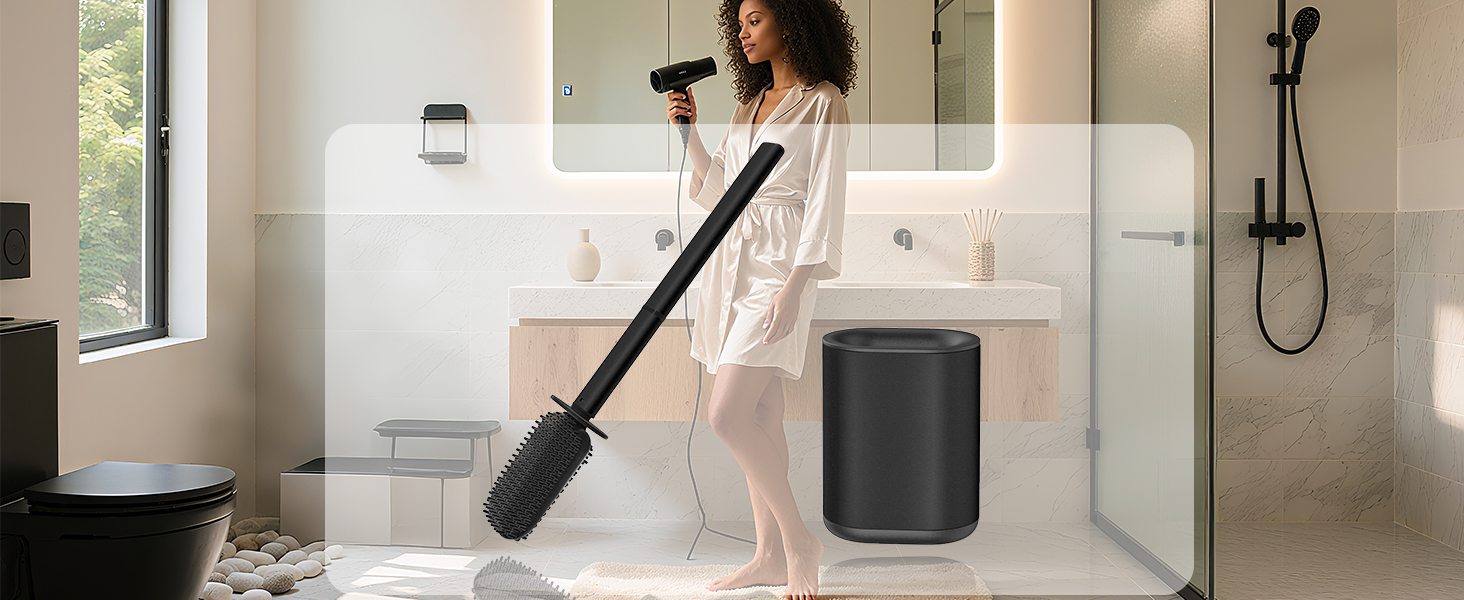 Набір для чищення унітазу HOMEASY з силіконовою щіткою та нержавіючою сталею, з кріпленням на стіну без свердління, сірий