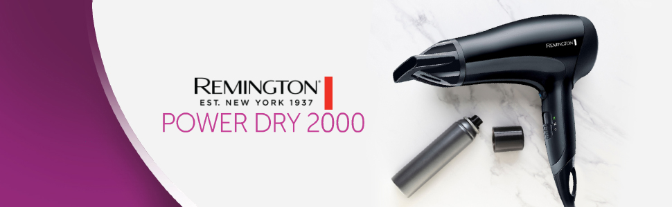 Фен Remington Power Dry D3010 Basic: іонний, 2000 Вт, компактний, з насадкою для укладки