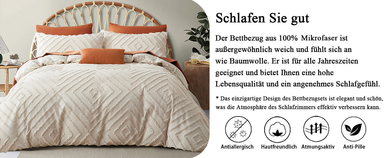 Бежева постільна білизна 220x240 см з ручною вишивкою, комплект. Вінтажний стиль, туфтоване покривало, бохо, шабі-шик. Матеріал: вимита мікрофібра. 1 декор. покривало на 220x240 см, 2 наволочки 80x80 см. Геометричний дизайн.