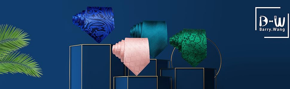 Краватка Barry.Wang з нагрудною хустиною та затискачем для краватки в комплекті, візерунок пейслі