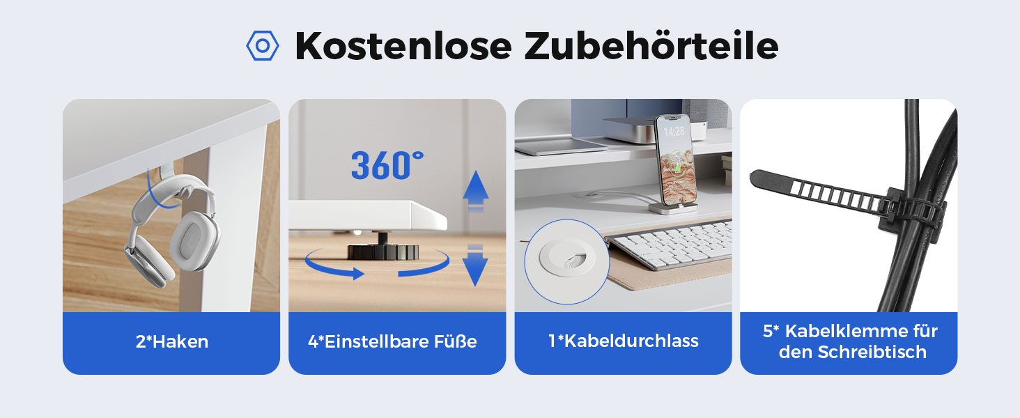 Регульований за висотою стіл Agilestic з 2 висувними ящиками, 140 x 60 см. Електричний, ергономічний стіл для роботи, комп'ютерний стіл, білий