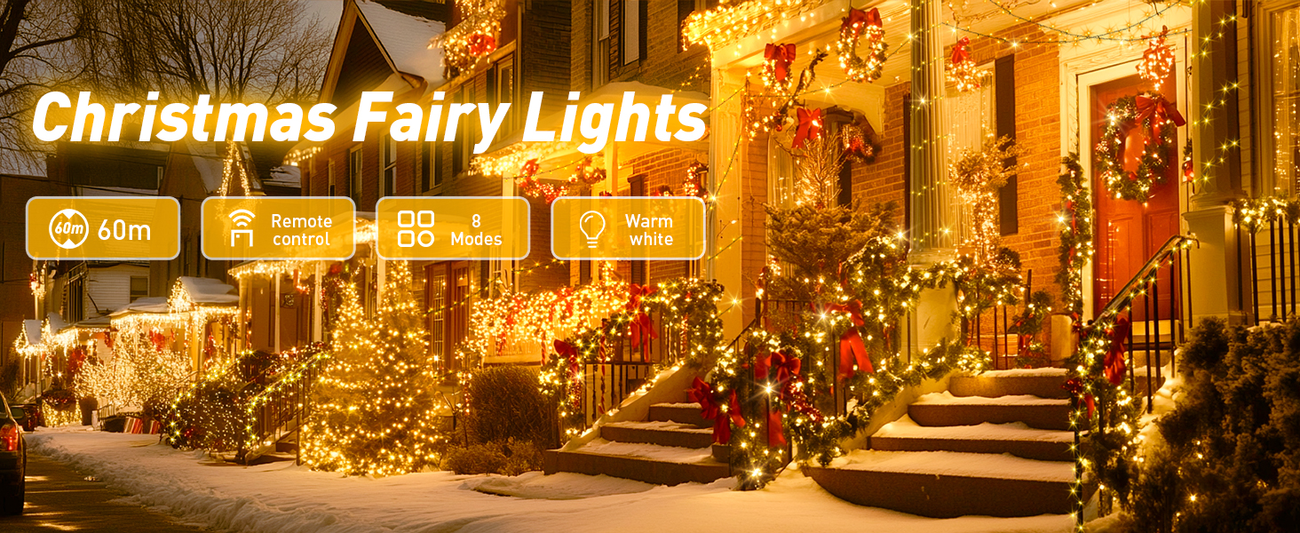 Гірлянда світлодіодна 30м, 300 LED, для дому та саду, 8 режимів, з пультом, таймер, IP44, тепле світло